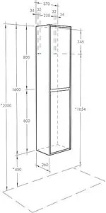 Шкаф-пенал подвесной Aquaton Лофт Урбан 37 серый графит/дуб орегон 1A248103LQX60, 2