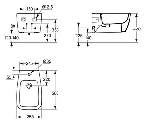 Биде подвесное Ideal Standard Ventuno белый T515101 Биде подвесное Ideal Standard Ventuno белый T515101, 2