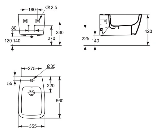 Биде подвесное Ideal Standard Ventuno белый T515101