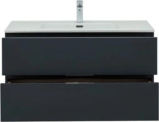 Тумба-умывальник подвесная Aquanet Алвита New 100 антрацит 00277519+00254365
