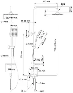 Душевая система без смесителя Swedbe Calypso хром 5077, 2