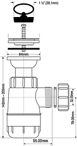 Сифон бутылочный для раковины Mc Alpine белый MRW2, 2