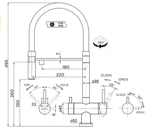 Смеситель для кухни с подключением к фильтру Omoikiri Kanto C хром/белый 4994015, 2