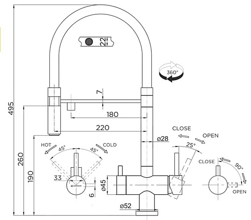 Смеситель для кухни с подключением к фильтру Omoikiri Kanto C хром/белый 4994015