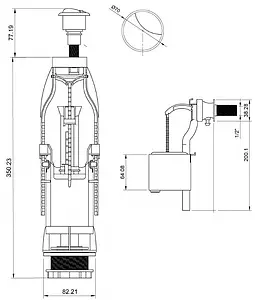 Комплект арматуры для бачка двухрежимный ½&quot; пластик боковой BERGES Eko 22 030622, 2