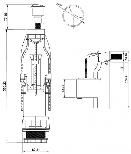Комплект арматуры для бачка двухрежимный ½&quot; пластик боковой BERGES Eko 22 030622
