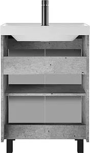 Тумба-умывальник напольный Домино Loft 60 бетон DL5606T+4627173210164, 5