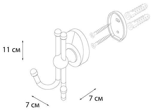 Крючок двойной Fixsen Europa хром FX-21805B