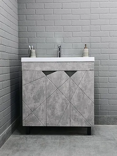 Тумба-умывальник напольный Домино Vector 80 метрополитан грей/бетон серый DV6614T+4627173210188