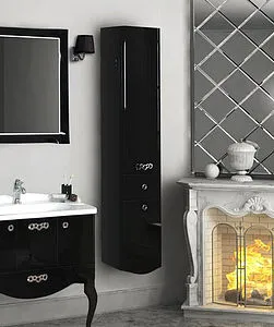 Шкаф-пенал подвесной с бельевой корзиной Aquaton Венеция 35 R чёрный1A151003VN95R Шкаф-пенал подвесной с бельевой корзиной Aquaton Венеция 35 R чёрный1A151003VN95R, 3