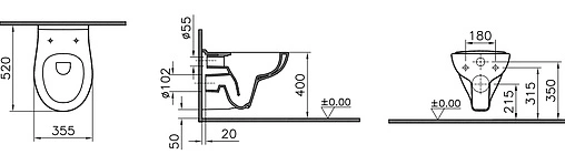 Унитаз подвесной безободковый VitrA S20 Rim-Ex белый 7741B003-0075