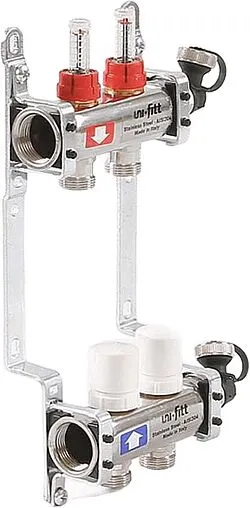 Группа коллекторная с расходомерами 2 отвода 1&quot;в/в x ¾&quot;ек Uni-fitt 450I4302