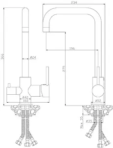 Смеситель для кухни с подключением к фильтру Rossinka хром Z35-29 Смеситель для кухни с подключением к фильтру Rossinka хром Z35-29, 2