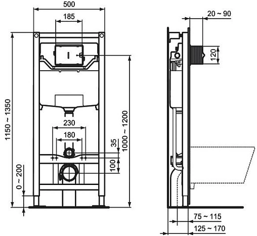 Комплект 4 в 1 Ideal Standard Tesi AquaBlade T3868V3