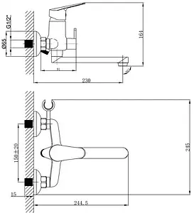Смеситель для ванны с длинным изливом Lemark Partner хром LM6513C Смеситель для ванны с длинным изливом Lemark Partner хром LM6513C, 2