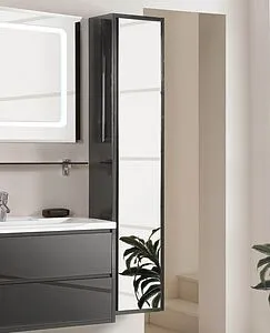 Шкаф-пенал подвесной Aquaton Римини 35 зеркало/чёрный 1A134603RN950 Шкаф-пенал подвесной Aquaton Римини 35 зеркало/чёрный 1A134603RN950, 3