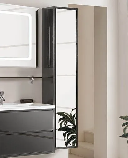 Шкаф-пенал подвесной Aquaton Римини 35 зеркало/чёрный 1A134603RN950 Шкаф-пенал подвесной Aquaton Римини 35 зеркало/чёрный 1A134603RN950