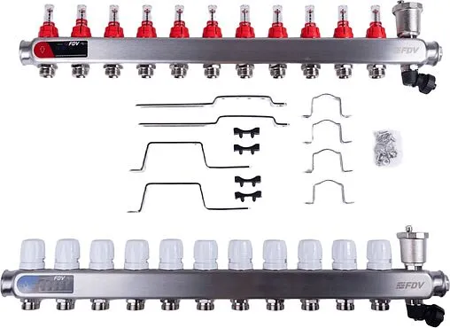 Группа коллекторная с расходомерами 11 отводов 1&quot;в/в x ¾&quot;ек FDV S1103C-2/11