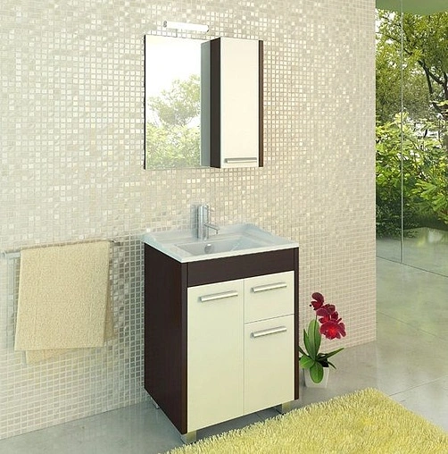 Шкаф-зеркало Comforty Барселона 70 белый/венге 00003131798CF