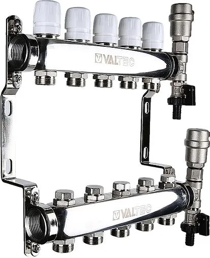 Группа коллекторная без расходомеров 5 отводов 1&quot;в/в x ¾&quot;ек Valtec VTc.588.EMNX.0605