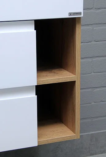 Тумба-умывальник подвесная Домино Frost 80 белый/дуб вотан DF3402T+4670142930273