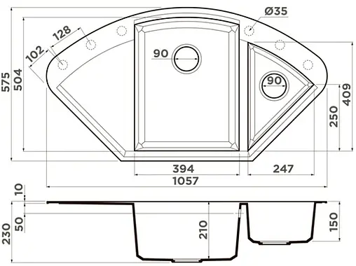 Мойка кухонная Omoikiri Sakaime 105C-DC темный шоколад 4993208