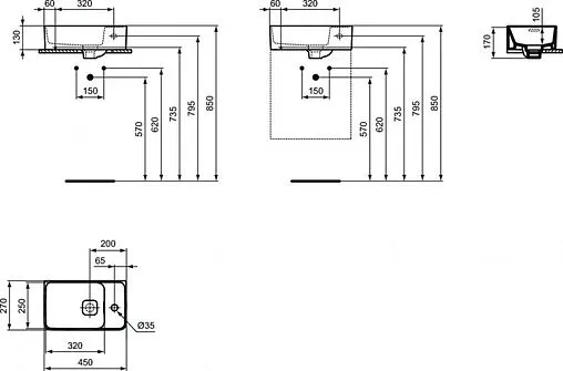 Раковина Ideal Standard Strada II 45 R белый T299401