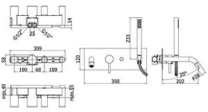 Смеситель для ванны скрытого монтажа Paffoni Light чёрный матовый LIG001NO Смеситель для ванны скрытого монтажа Paffoni Light чёрный матовый LIG001NO, 2