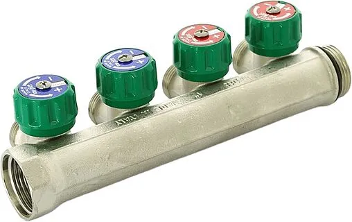 Коллектор регулирующий проходной 4 отвода 1&quot;в/н x ¾&quot;ек Uni-fitt 410N4340