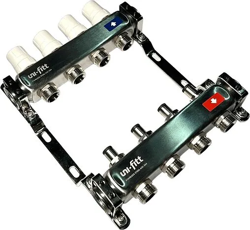 Группа коллекторная без расходомеров 4 отвода 1&quot;в/в x ¾&quot;ек Uni-fitt OPTIMAL 451B4304.RU