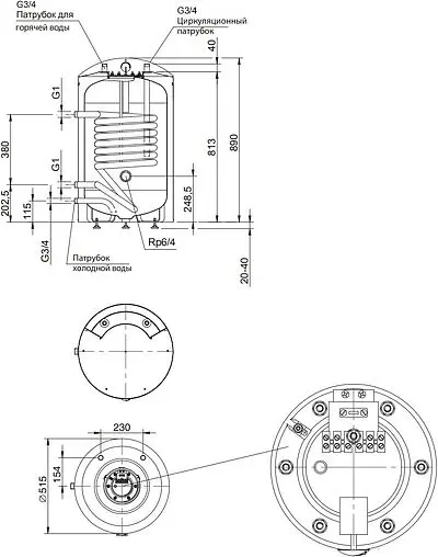 Бойлер комбинированного нагрева Stout (100 л, 24 кВт) SWH-1110-050100