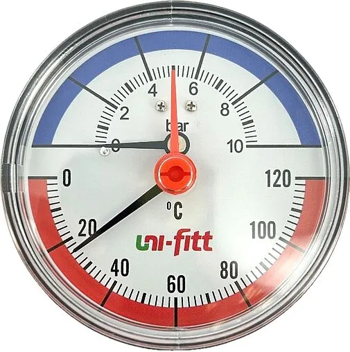 Термоманометр радиальный Uni-fitt 80мм 10 бар 120°С ½&quot; 311D3442
