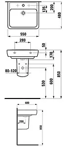 Раковина Laufen Pro 55 белый 8.1895.1.000.104.1, 3
