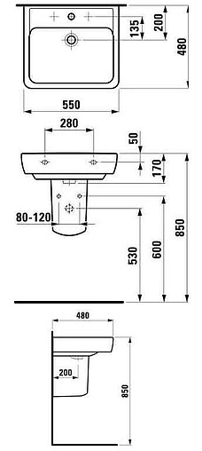 Раковина Laufen Pro 55 белый 8.1895.1.000.104.1