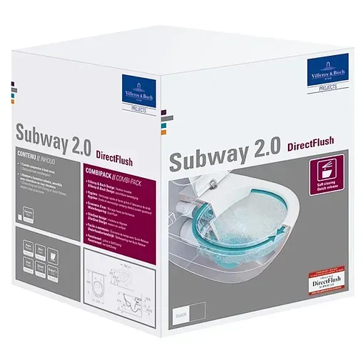 Унитаз подвесной безободковый Villeroy&amp;Boch Subway 2.0 CeramicPlus белый 5614R2R1