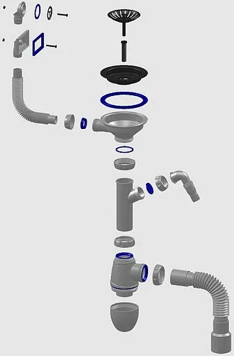 Сифон бутылочный для мойки с переливом Unicorn В427 Сифон бутылочный для мойки с переливом Unicorn В427