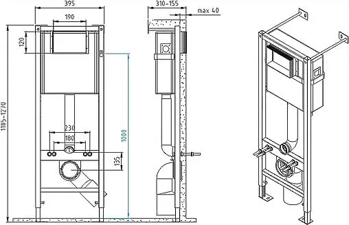 Комплект 6 в 1 Cersanit City CO DPL EO slim 64440 с кнопкой Blick хром матовый