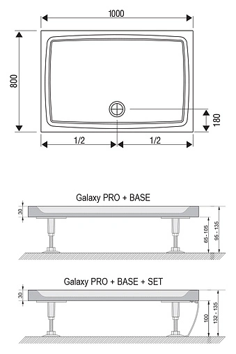 Поддон для душа Ravak Gigant Pro 100х80 Flat XA03A411010