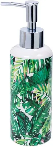 Дозатор для жидкого мыла Fixsen Tropic хром/зелёный c рисунком FX-0882E-1