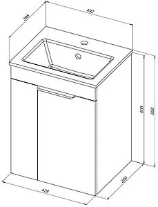 Тумба-умывальник Aquanet Практика 50 маренго 00330452+44050, 2