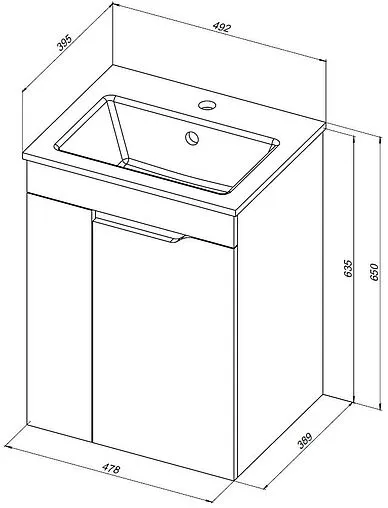 Тумба-умывальник Aquanet Практика 50 маренго 00330452+44050
