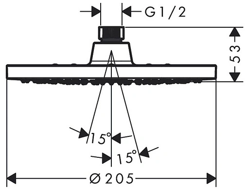 Лейка верхнего душа Hansgrohe Vernis Blend 200 1jet EcoSmart чёрный матовый 26277670