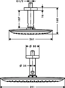 Лейка верхнего душа с потолочным креплением Hansgrohe PuraVida 400 1jet белый/хром 27390400 Лейка верхнего душа с потолочным креплением Hansgrohe PuraVida 400 1jet белый/хром 27390400, 2