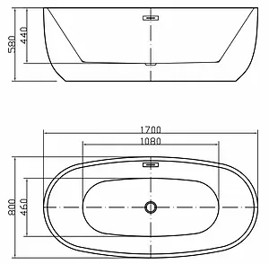 Ванна акриловая отдельностоящая Swedbe Vita 170x80 8815, 3