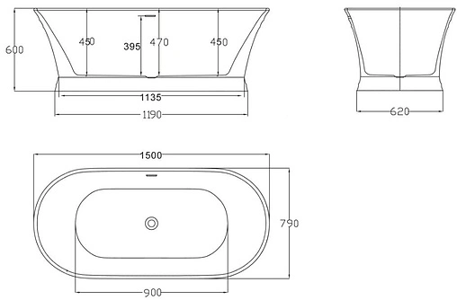 Ванна акриловая отдельностоящая BelBagno 150x79 BB402-1500-790