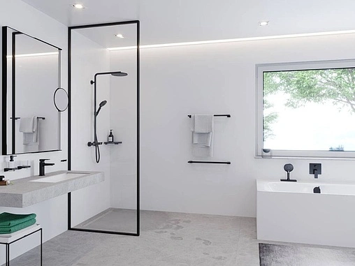 Смеситель для ванны скрытого монтажа со встроенной защитной комбинацией Hansgrohe Metropol матовый черный 32546670