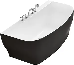 Ванна акриловая BelBagno 165x78 без перелива  белый/панель черный матовый BB74-NERO-W0, 1