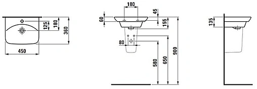 Раковина Laufen Palace 45 белый 8.1570.1.000.104.1