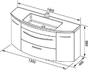 Тумба-умывальник подвесная Aquanet Лонг 140 белый глянец 00186446+НФ-00006760, 2