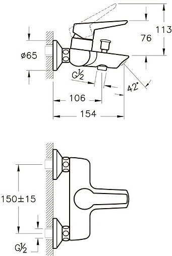 Смеситель для ванны VitrA Solid S хром A42444EXP